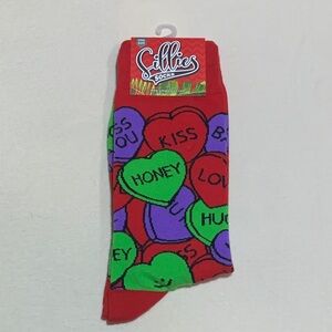 NWT Sillies Socks Valentines Conversation Hearts Honey Kiss Crew Sock